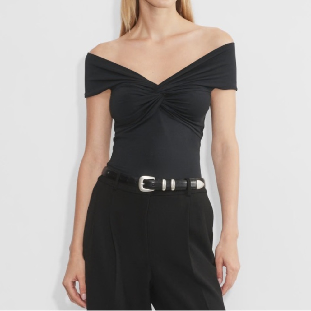 Aritzia Babaton Black twist contour Off-Shoulder Top